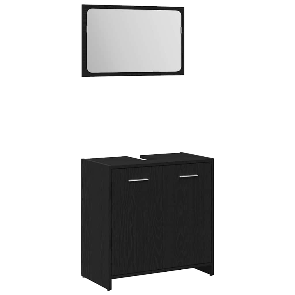 Bathroom Furniture Set 3 pcs Black Oak 60 x 33 x 60 cm