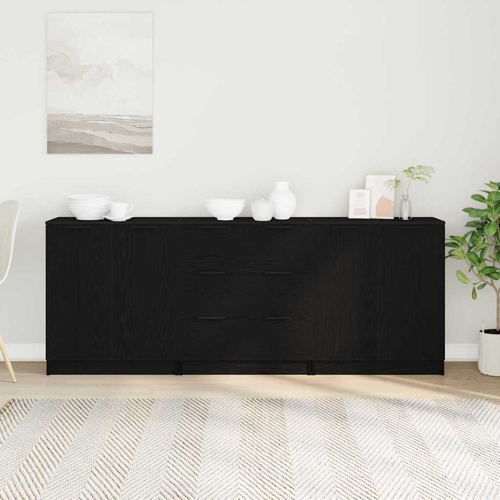 Sideboard Black Oak 180 x 30 x 70 cm Engineered wood