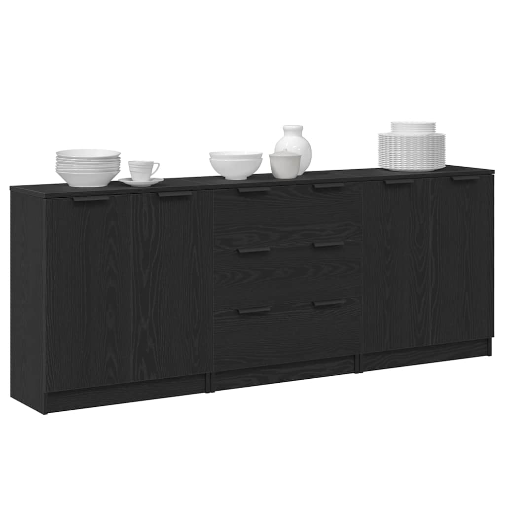 Sideboard Black Oak 180 x 30 x 70 cm Engineered wood