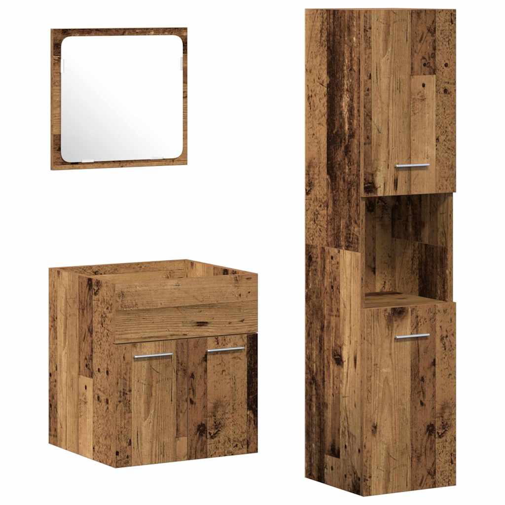 Bathroom Furniture Set 3 pcs Old Wood 41 x 38.5 x 46 cm