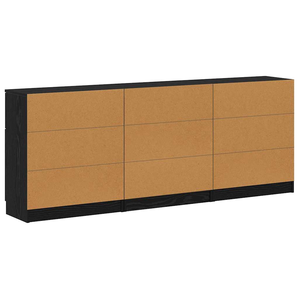 Sideboard 3 pcs Black oak 60 x 30 x 70 cm Engineered wood