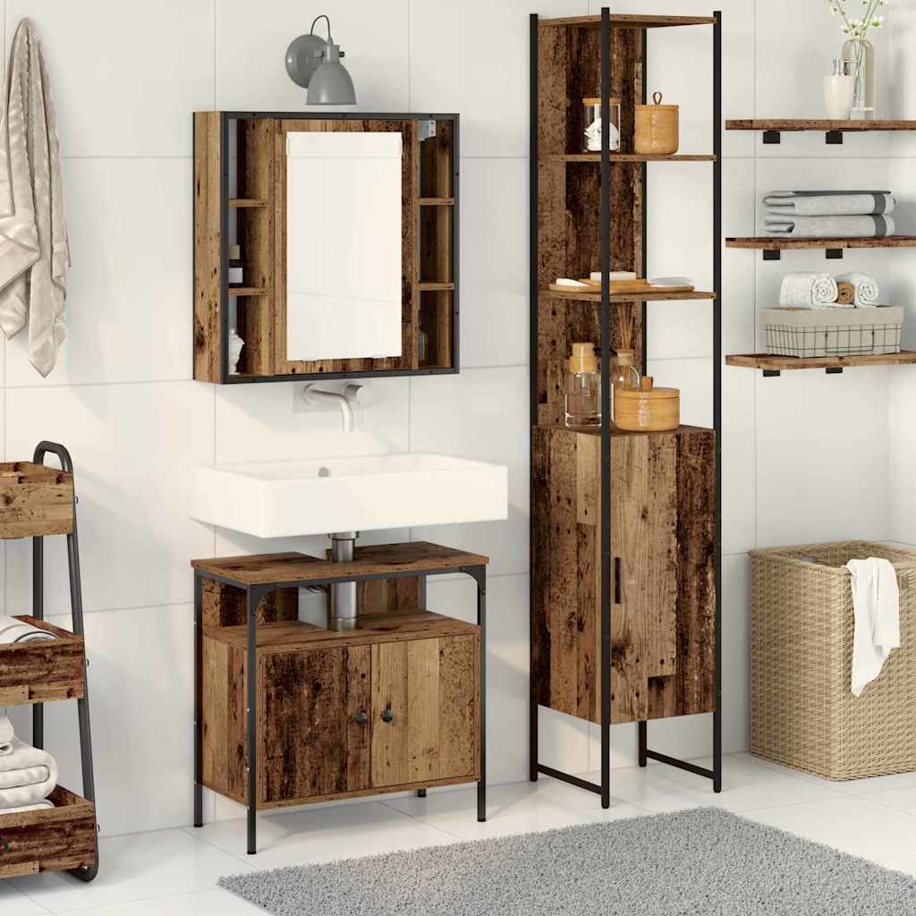 Bathroom Cabinet Set Other 3 pcs Old wood 33 x 33 x 185.5 cm