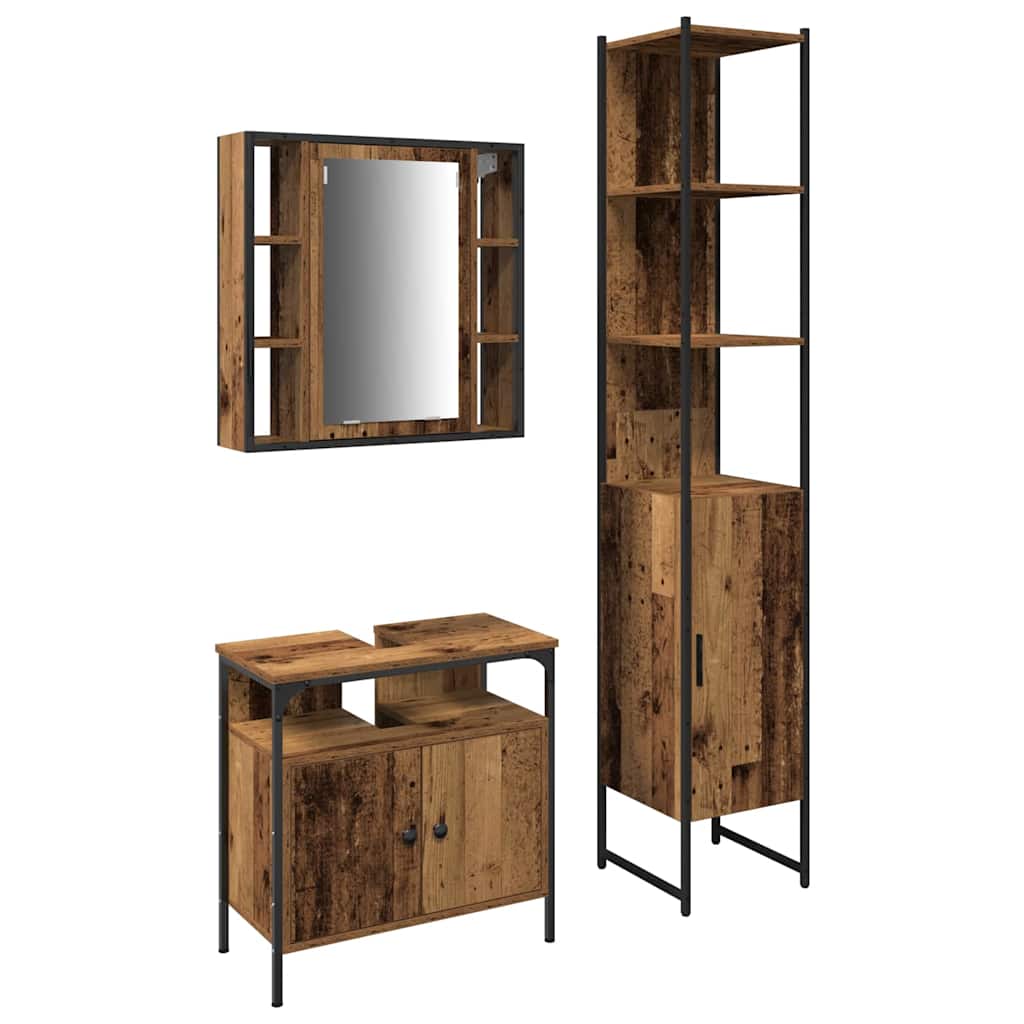 Bathroom Cabinet Set Other 3 pcs Old wood 33 x 33 x 185.5 cm