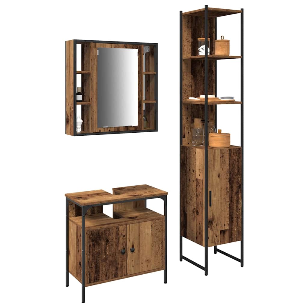 Bathroom Cabinet Set Other 3 pcs Old wood 33 x 33 x 185.5 cm