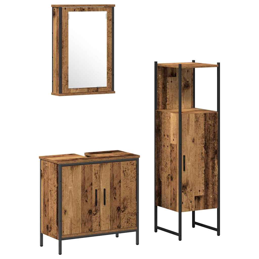 Bathroom Furniture Set with Door 3 pcs Brown 33 x 33 x 120.5 cm