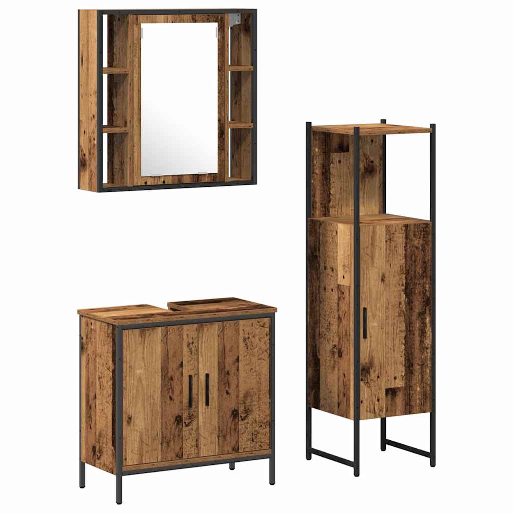 Bathroom Furniture Set with Door 3 pcs Brown 33 x 33 x 120.5 cm