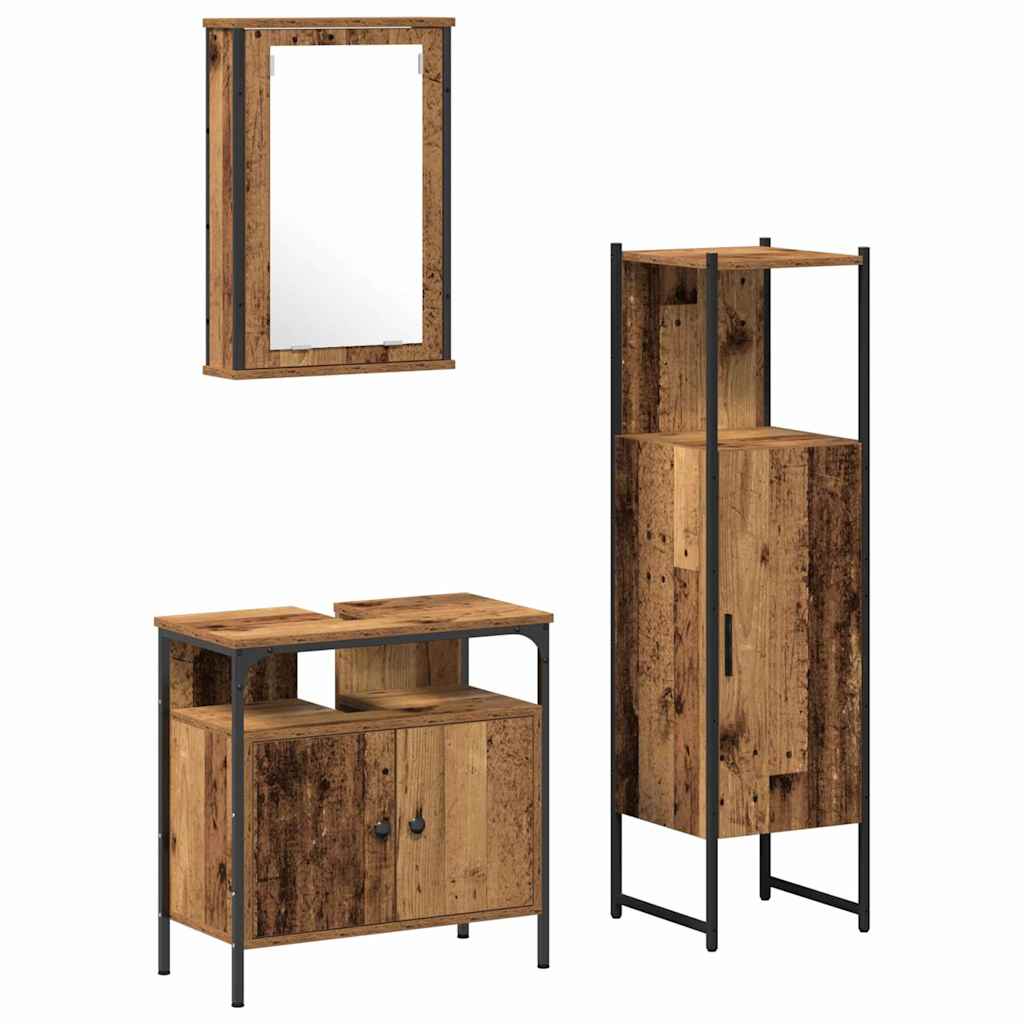 Bathroom Furniture Set with Door 3 pcs Brown 33 x 33 x 120.5 cm