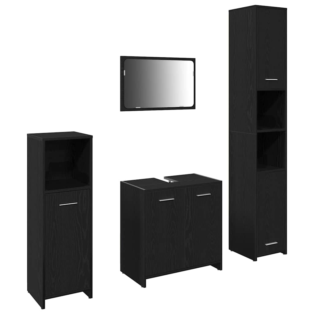Bathroom Furniture Set 4 pcs Black Oak 30 x 30 x 183.5 cm