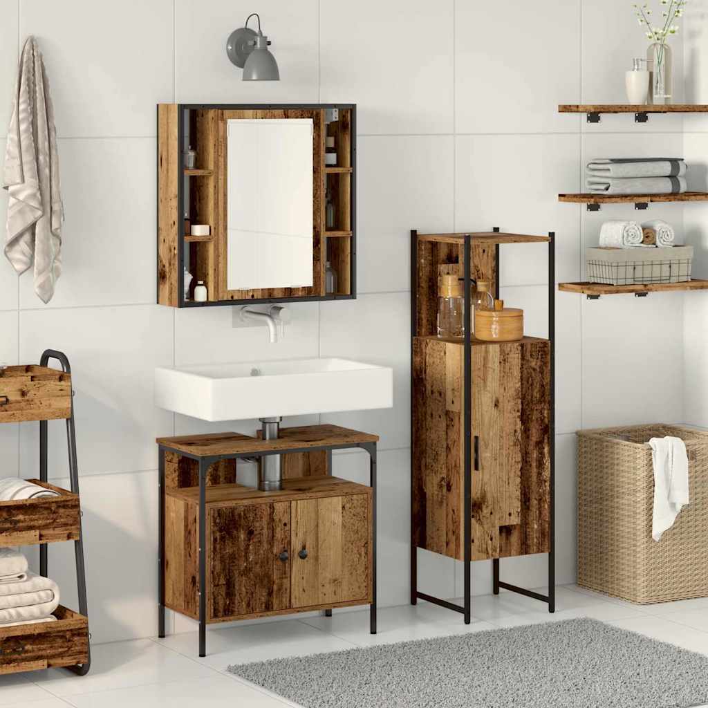 Bathroom Furniture Set with Shelf 3 pcs Brown 60 x 30 x 60 cm