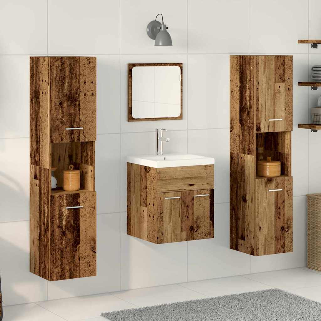 Bathroom Furniture Set 4 pcs Old Wood 41 x 38.5 x 46 cm