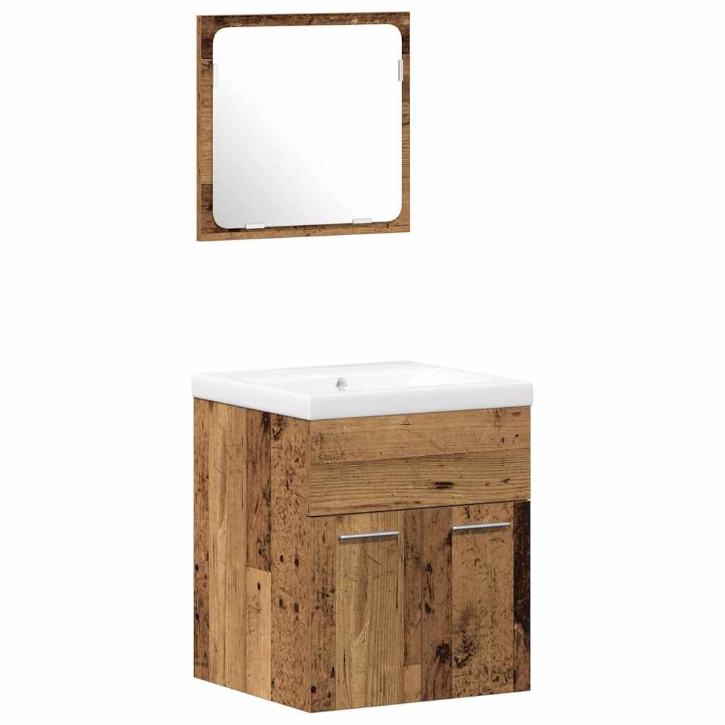 Bathroom Furniture Set 4 pcs Old Wood 41 x 38.5 x 46 cm