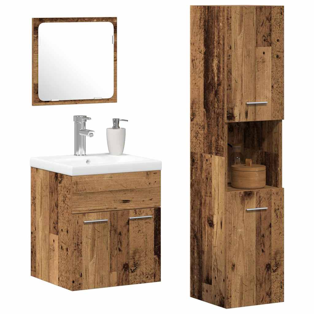 Bathroom Furniture Set 4 pcs Old Wood 41 x 38.5 x 46 cm