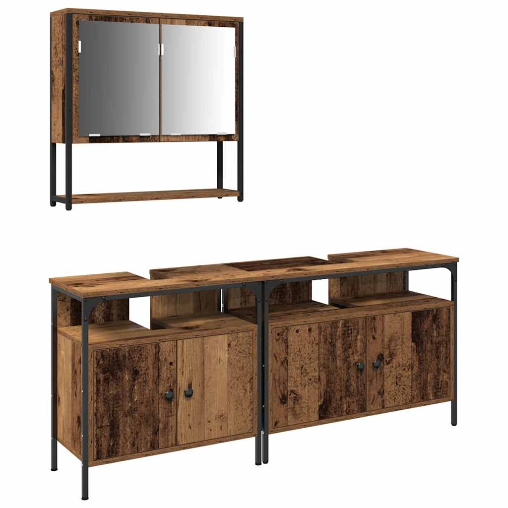 Bathroom Furniture Set with Storage 3 pcs Brown 80 x 30 x 60 cm