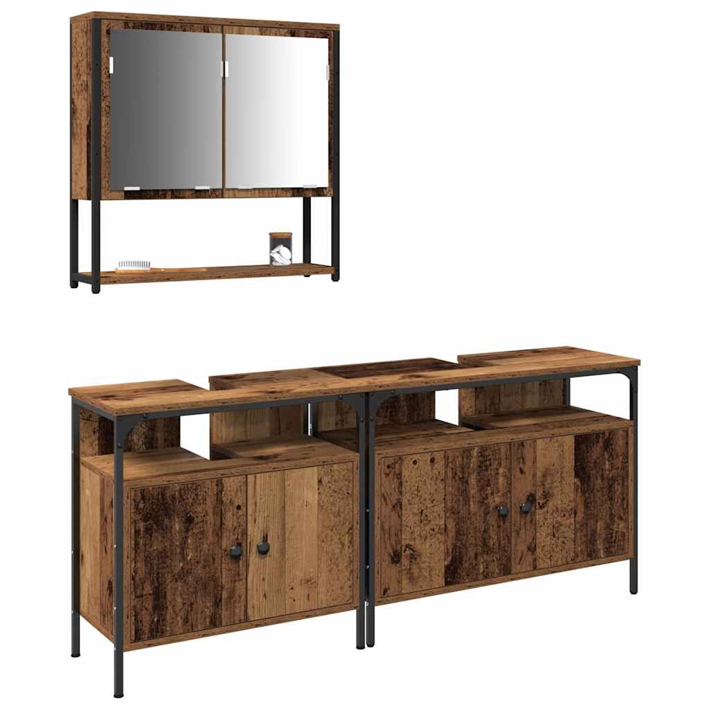 Bathroom Furniture Set with Storage 3 pcs Brown 80 x 30 x 60 cm