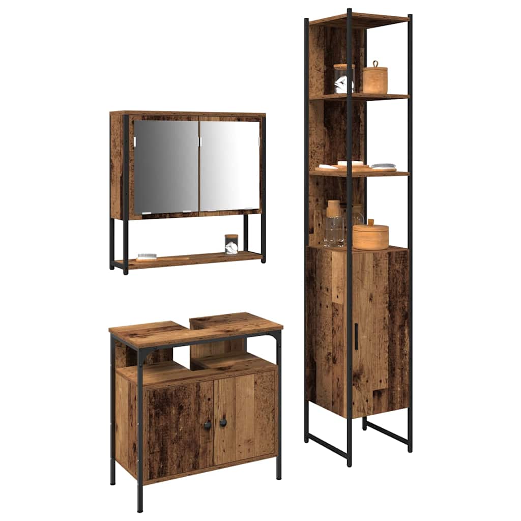 Bathroom Furniture Set Other 3 pcs Old wood 33 x 33 x 185.5 cm