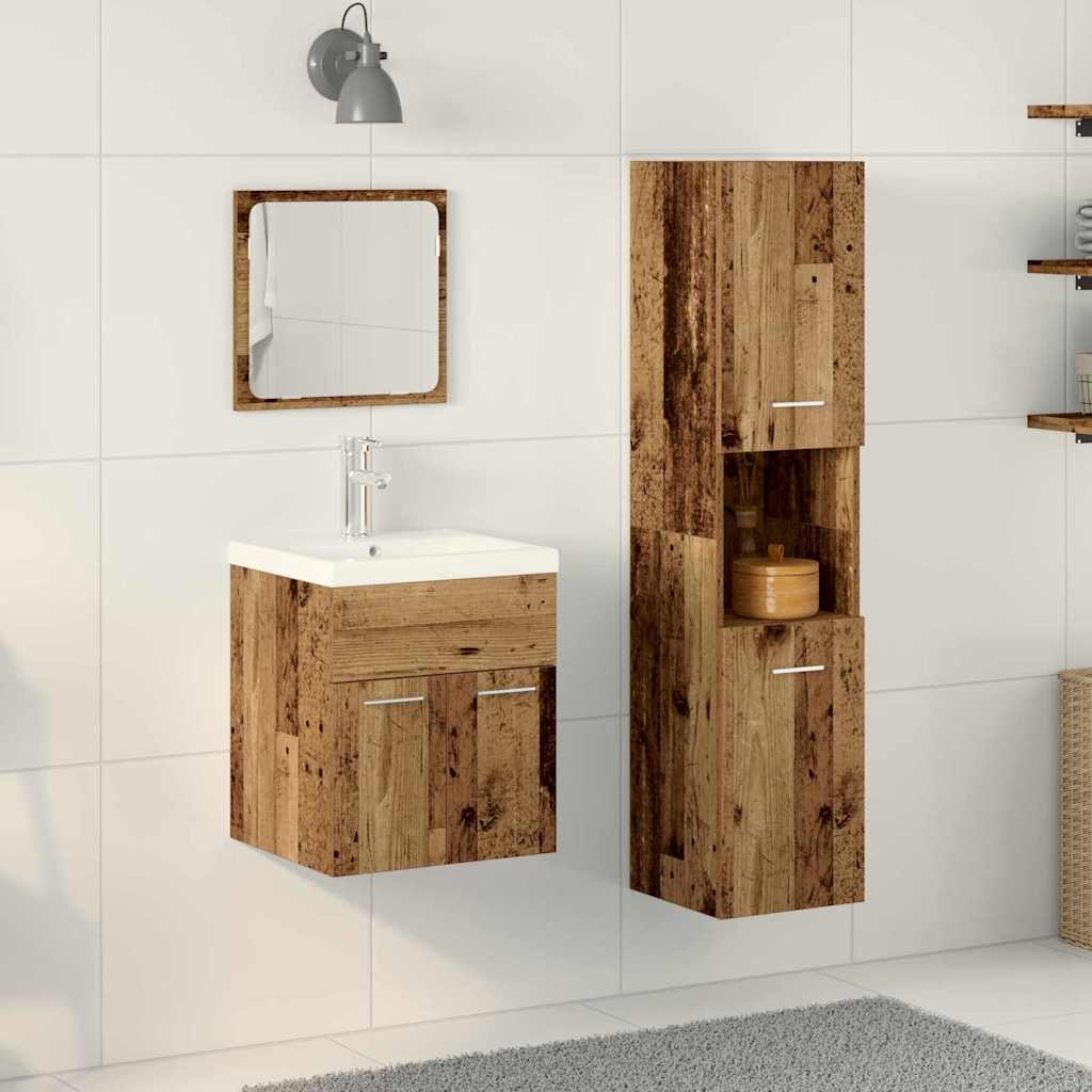 Bathroom Furniture Set 4 pcs Old Wood 41 x 38.5 x 46 cm
