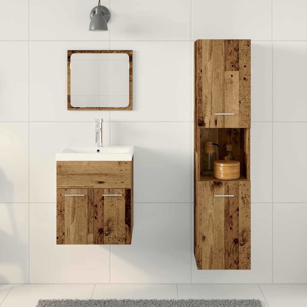 Bathroom Furniture Set 4 pcs Old Wood 41 x 38.5 x 46 cm