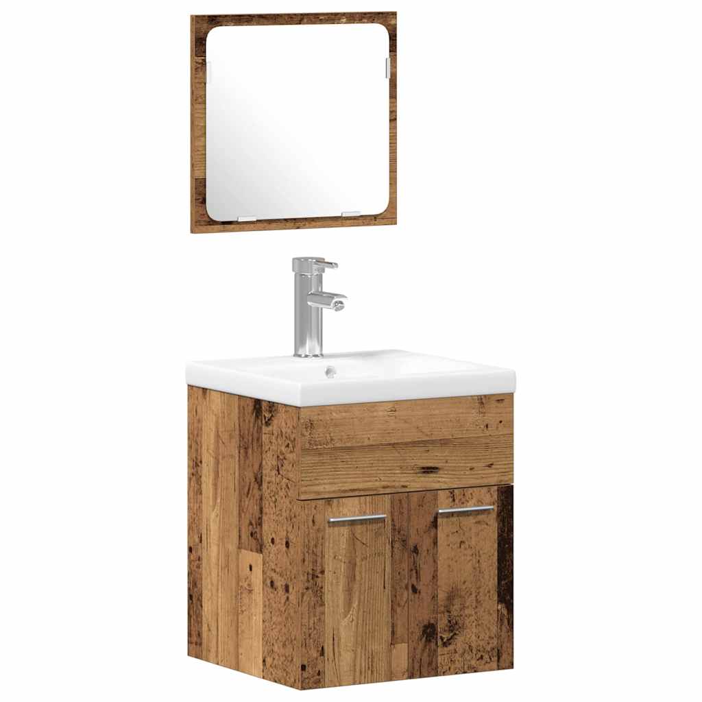 Bathroom Furniture Set 4 pcs Old Wood 41 x 38.5 x 46 cm