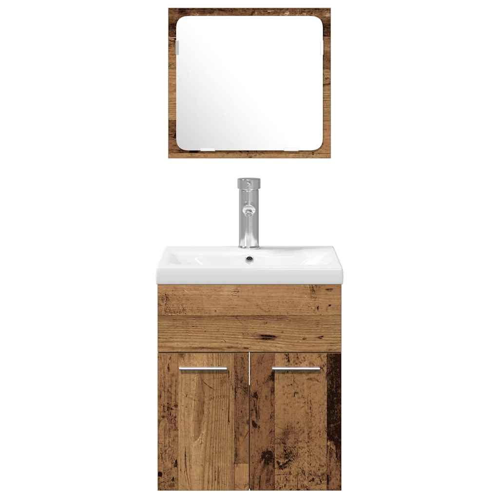 Bathroom Furniture Set 4 pcs Old Wood 41 x 38.5 x 46 cm
