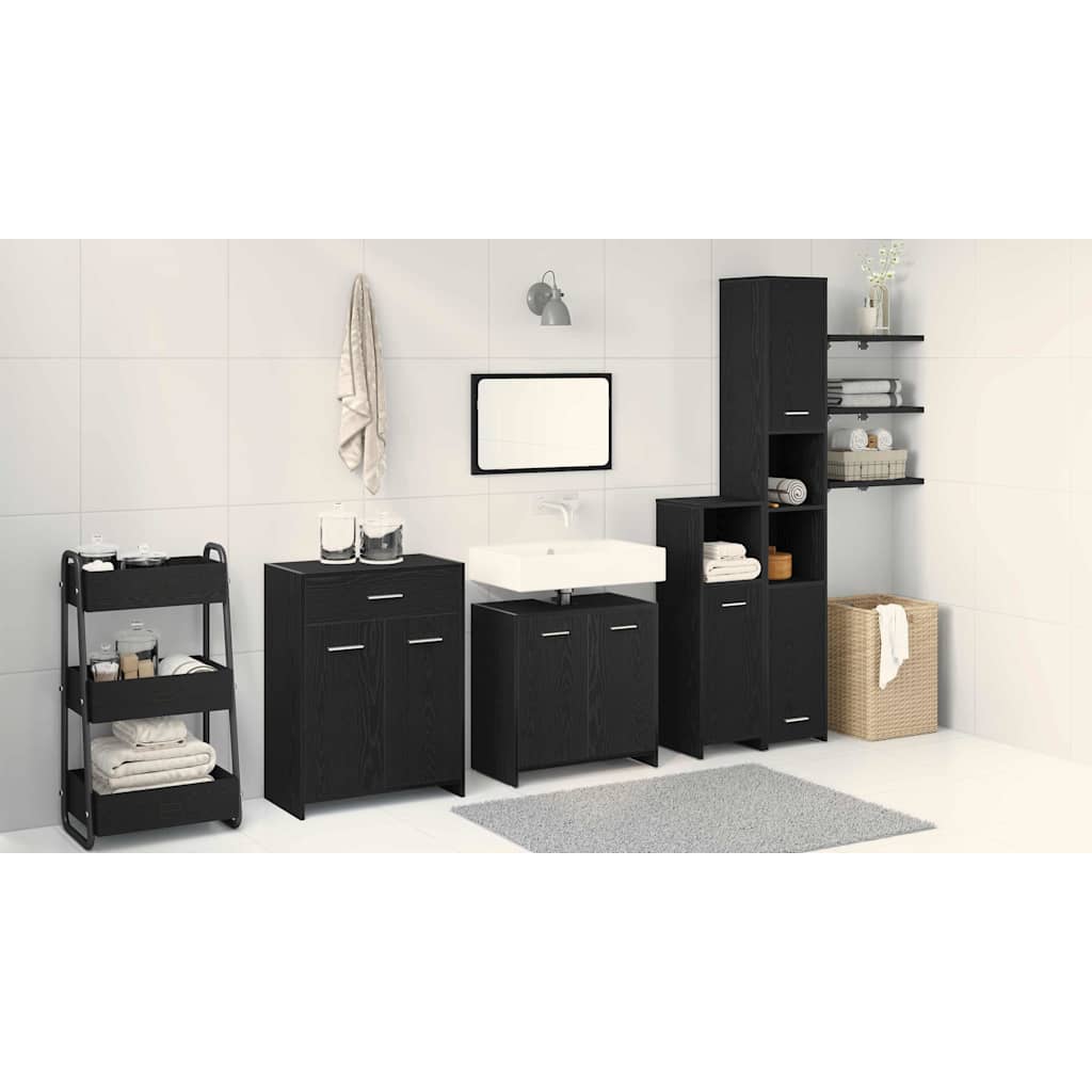 Bathroom Furniture Set 4 pcs Black Oak 30 x 30 x 183.5 cm