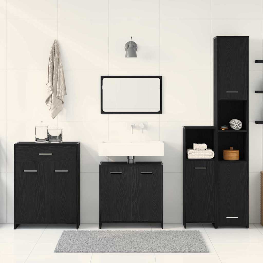 Bathroom Furniture Set 4 pcs Black Oak 30 x 30 x 183.5 cm