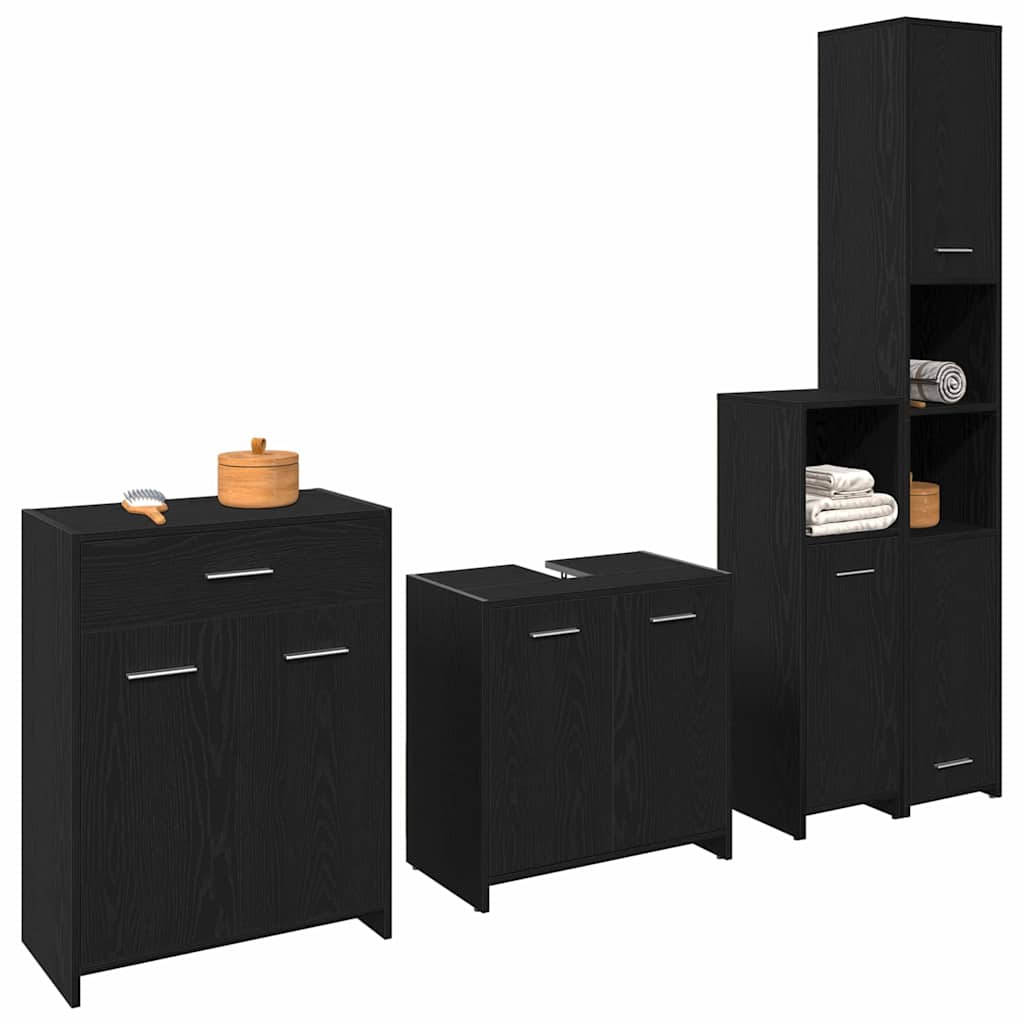 Bathroom Furniture Set 4 pcs Black Oak 30 x 30 x 183.5 cm