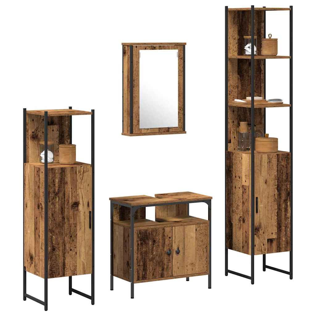 Bathroom Furniture Set 4 pcs Old wood 33 x 33 x 185.5 cm