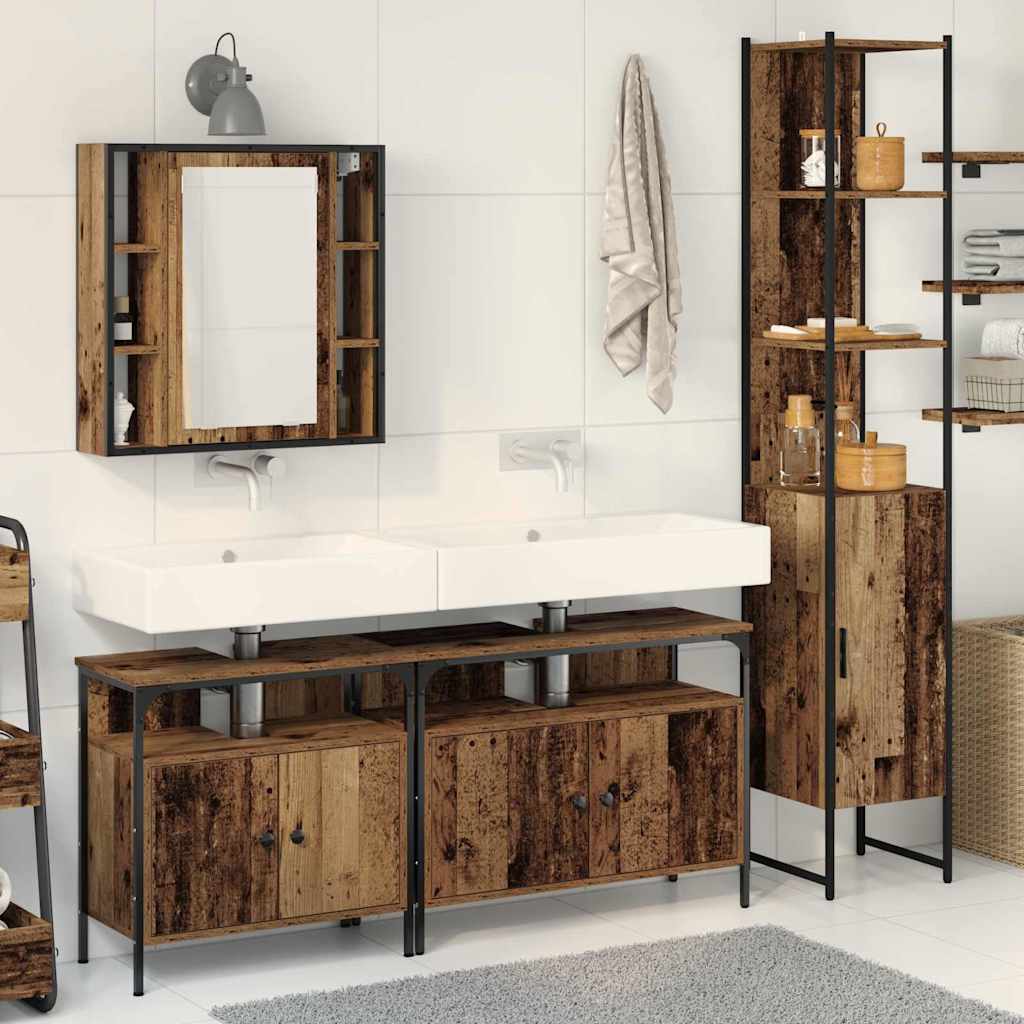 Bathroom Cabinet Set Other 4 pcs Old wood 33 x 33 x 185.5 cm