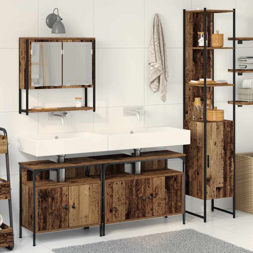 Bathroom Furniture Set 4 pcs Old wood 33 x 33 x 185.5 cm