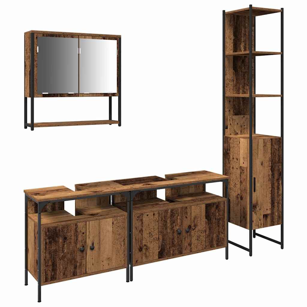 Bathroom Furniture Set 4 pcs Old wood 33 x 33 x 185.5 cm