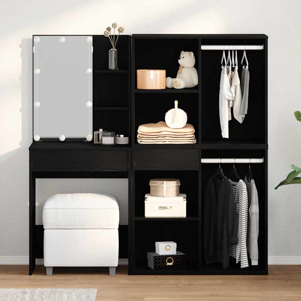 Led Dressing Table With Cabinets Engineered Wood