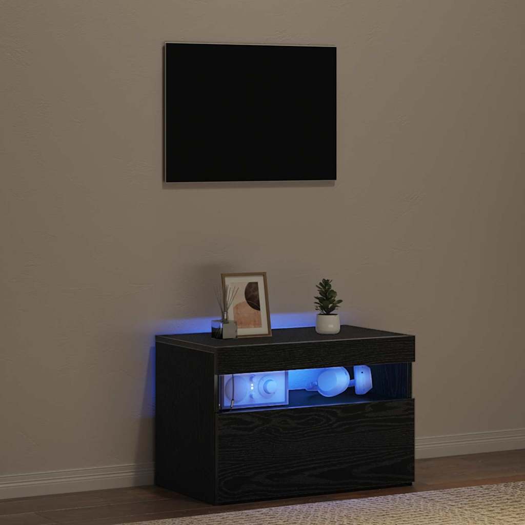 Bedside Cabinet Black oak 60 x 35 x 40 cm Engineered wood