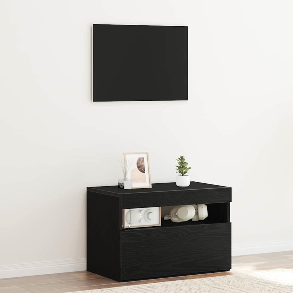 Bedside Cabinet Black oak 60 x 35 x 40 cm Engineered wood
