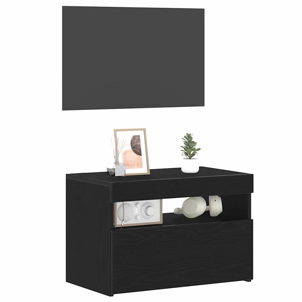 Bedside Cabinet Black oak 60 x 35 x 40 cm Engineered wood