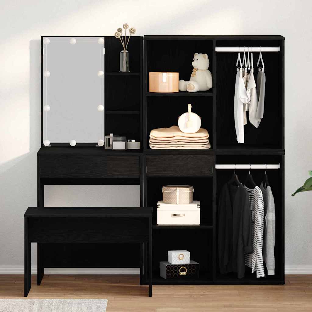 Dressing Table Set with Drawer 2 pcs Black 140 x 40 x 140 cm