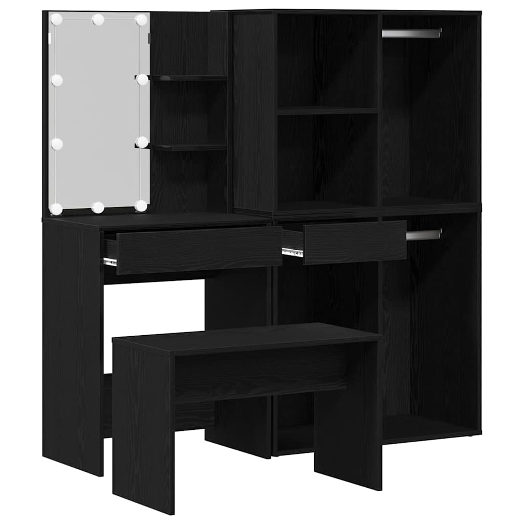 Dressing Table Set with Drawer 2 pcs Black 140 x 40 x 140 cm