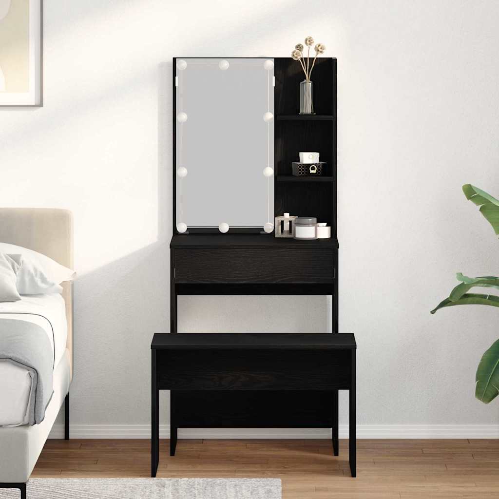Dressing Table Set With Led Engineered Wood