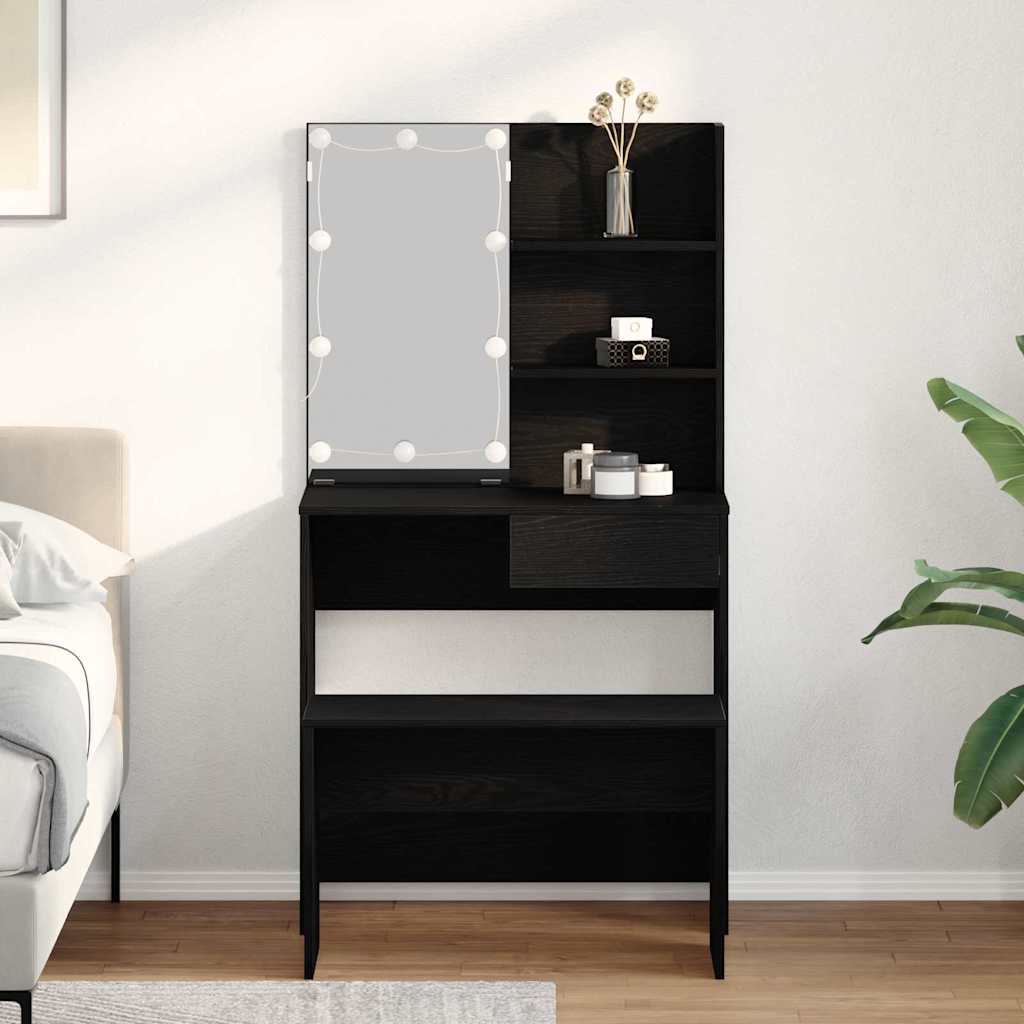 Dressing Table Set With Led Engineered Wood