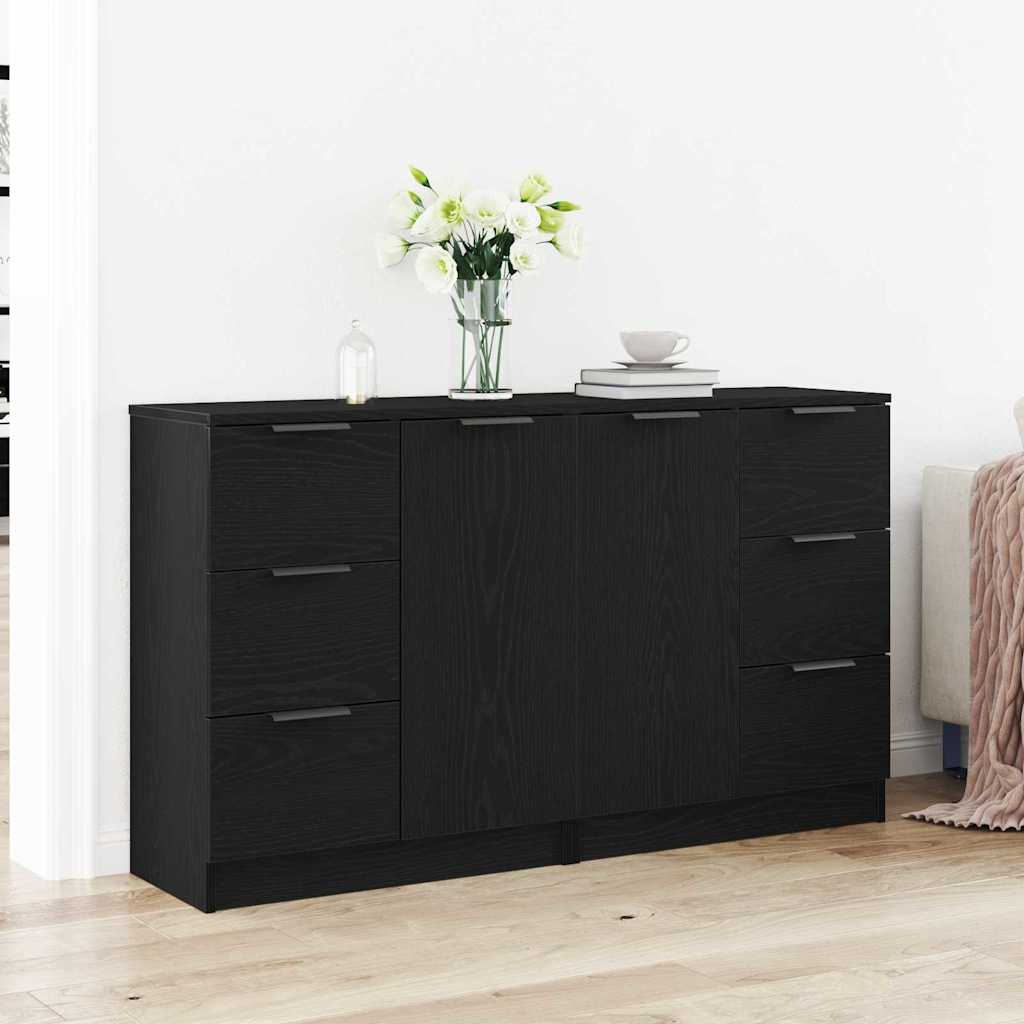 Sideboard Black Oak 180 x 30 x 70 cm Engineered wood
