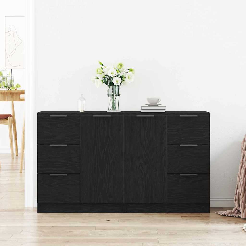 Sideboard Black Oak 180 x 30 x 70 cm Engineered wood
