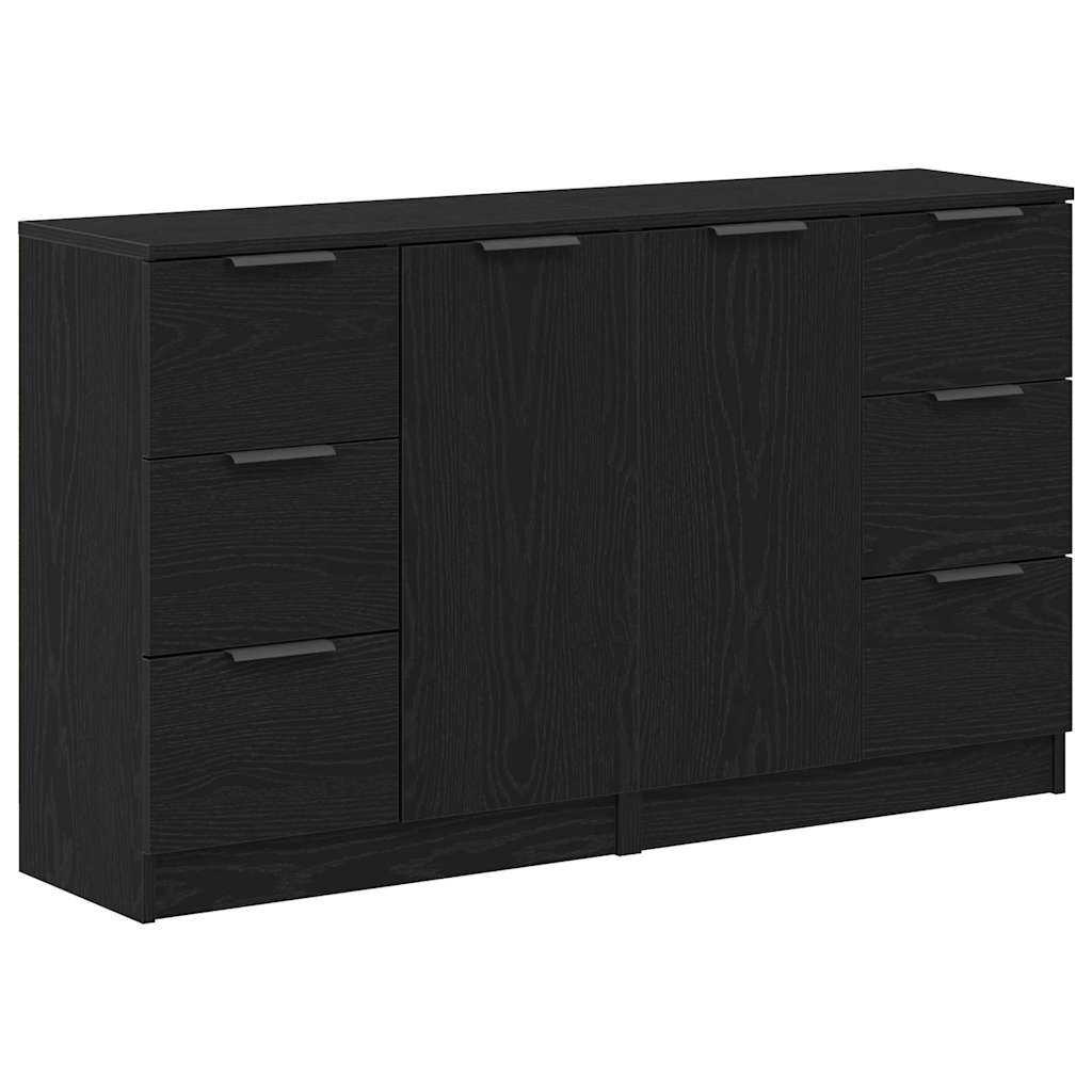 Sideboard Black Oak 180 x 30 x 70 cm Engineered wood