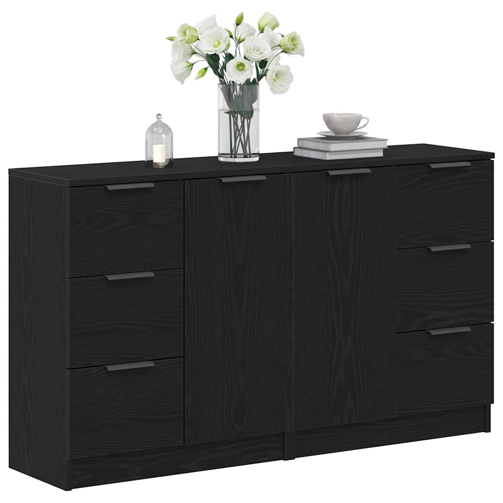 Sideboard Black Oak 180 x 30 x 70 cm Engineered wood