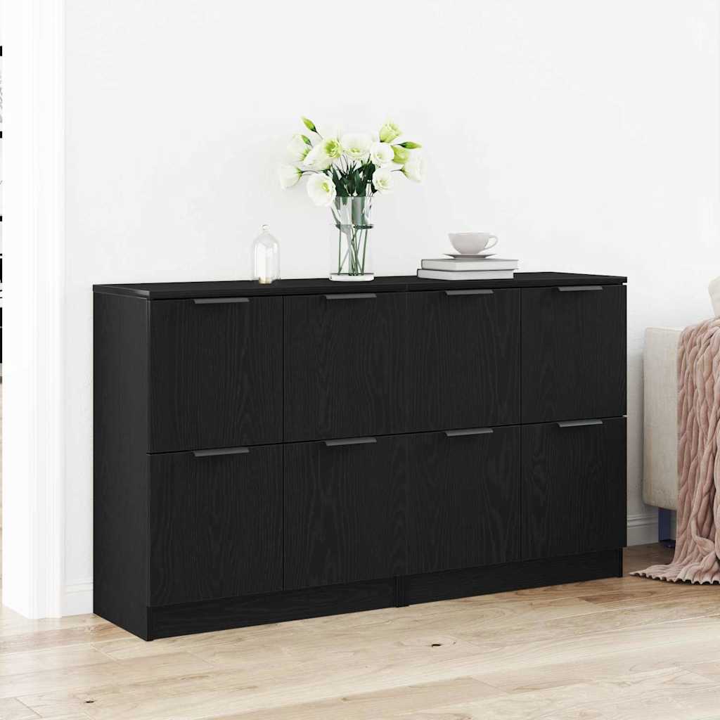 Sideboard Black oak 180 x 30 x 70 cm Engineered wood