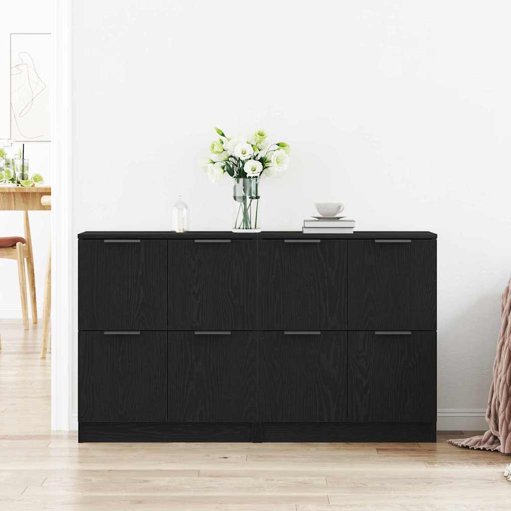 Sideboard Black oak 180 x 30 x 70 cm Engineered wood