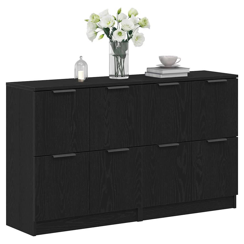 Sideboard Black oak 180 x 30 x 70 cm Engineered wood