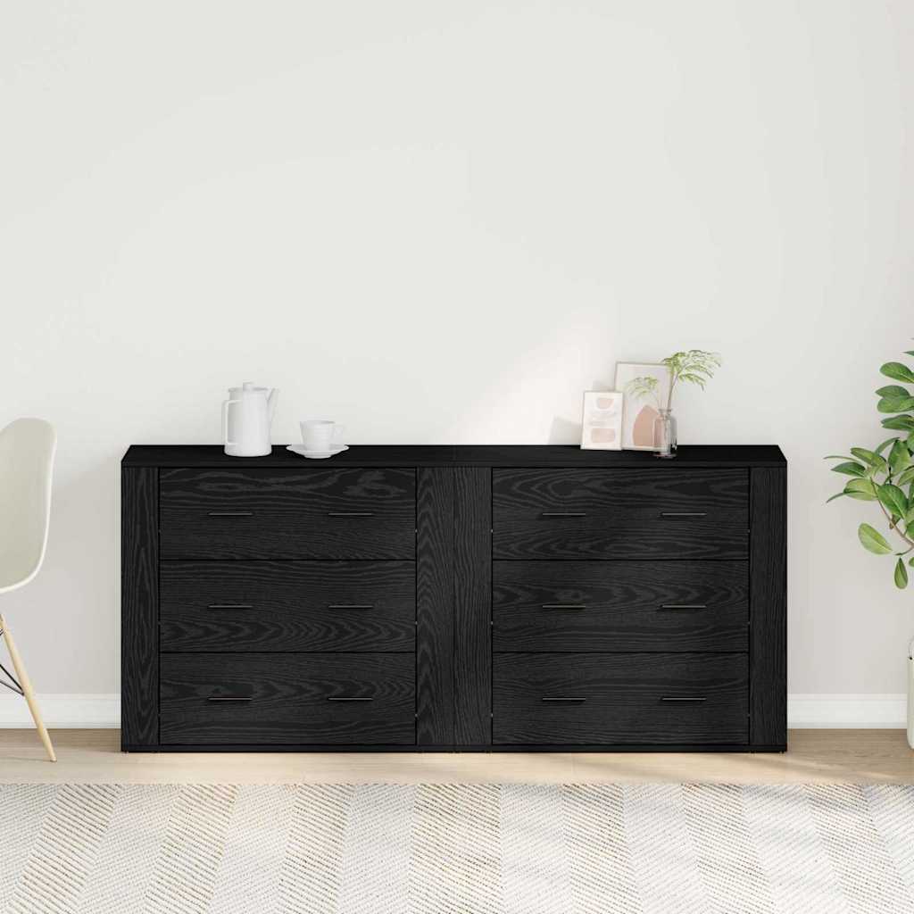 Sideboard Black Oak 160 x 33 x 70 cm Engineered wood