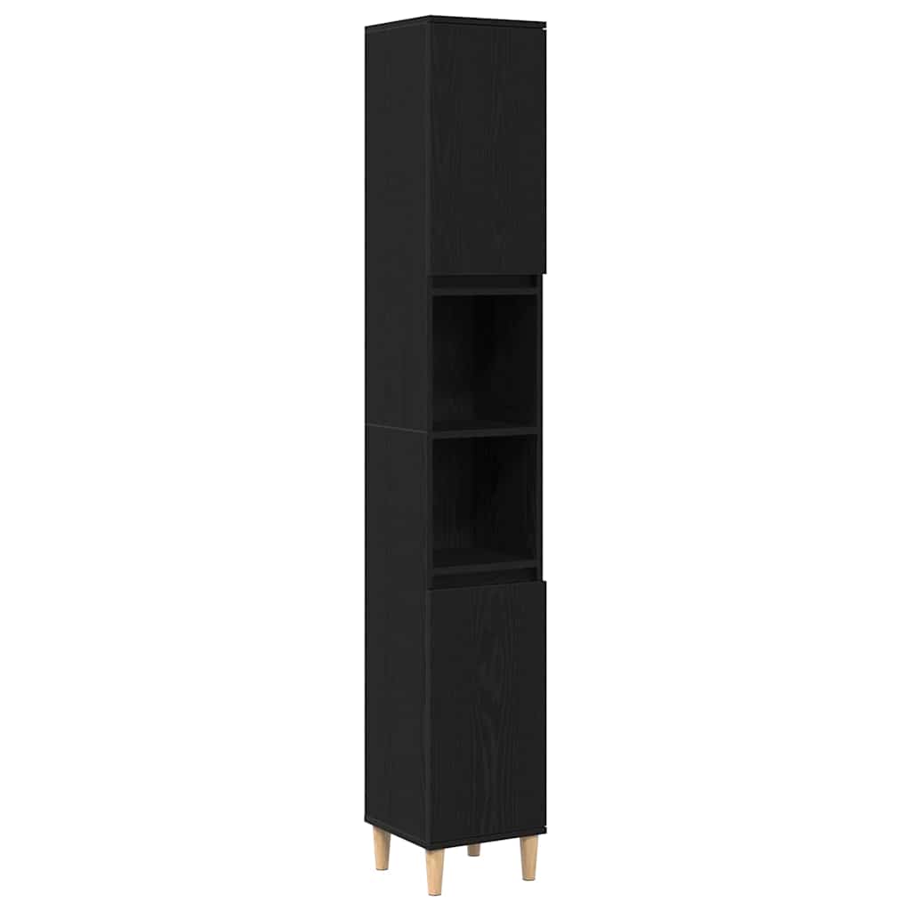 Bathroom Furniture Set with Door 3 pcs Black 30 x 30 x 180 cm