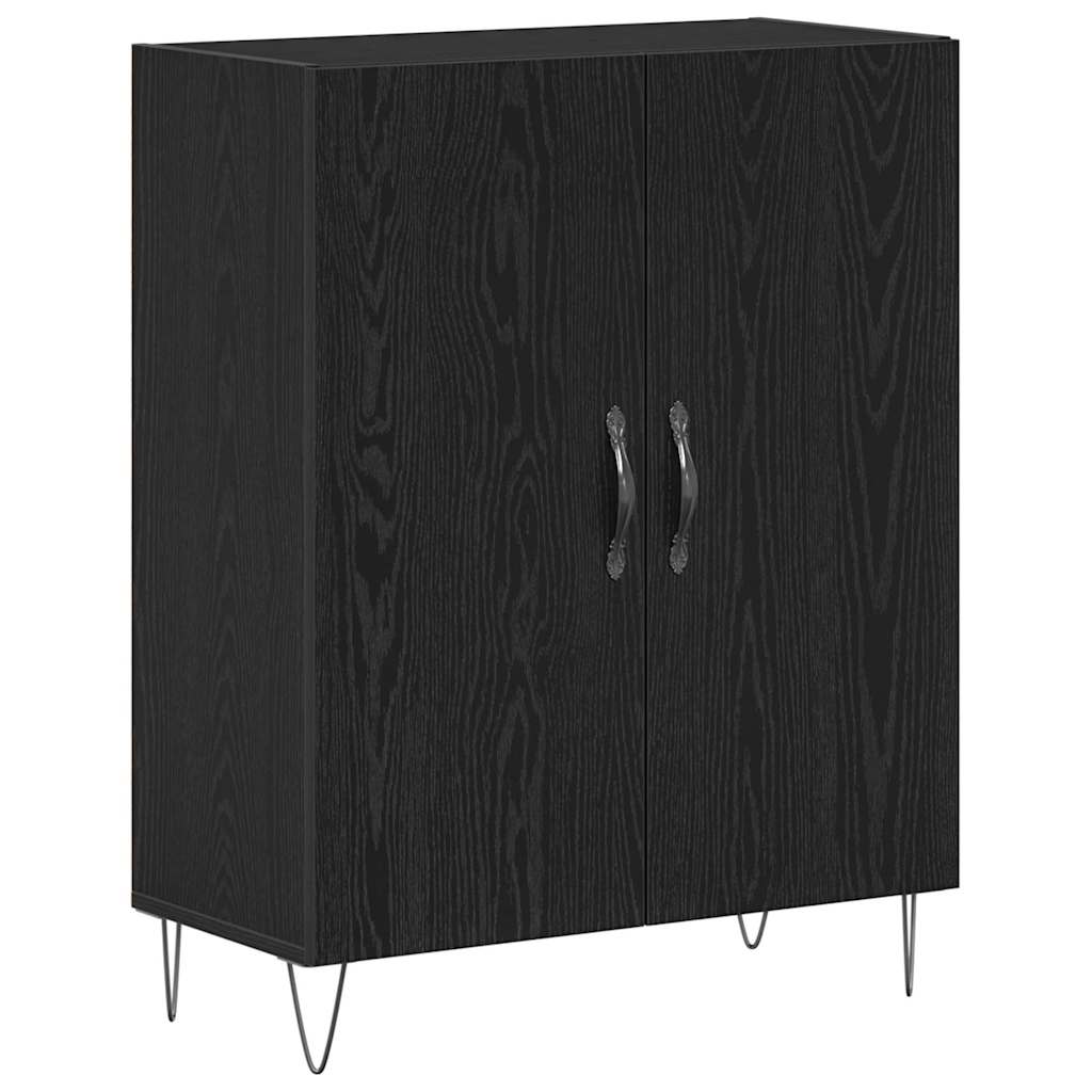 Highboard Wall-mounted 2 pcs Black oak Engineered Wood