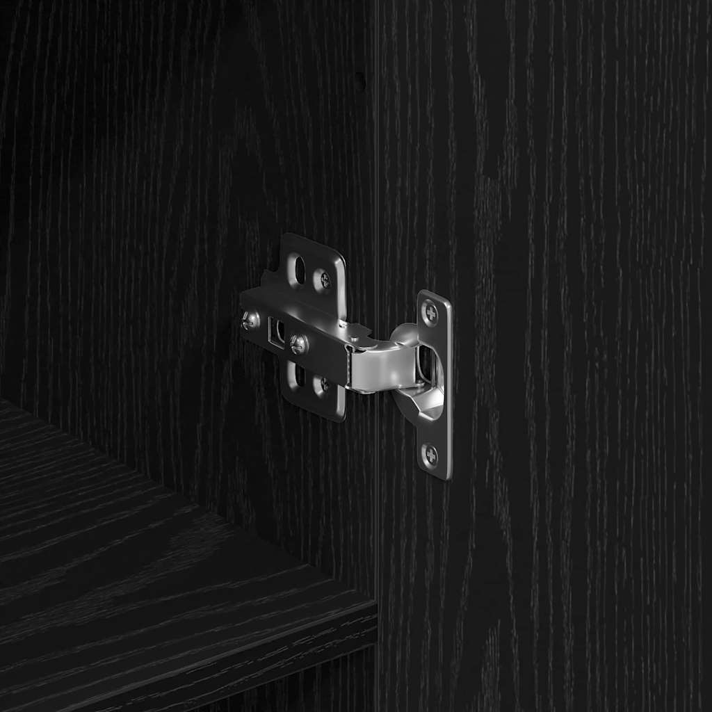 Highboard Wall-mounted 2 pcs Black oak Engineered Wood