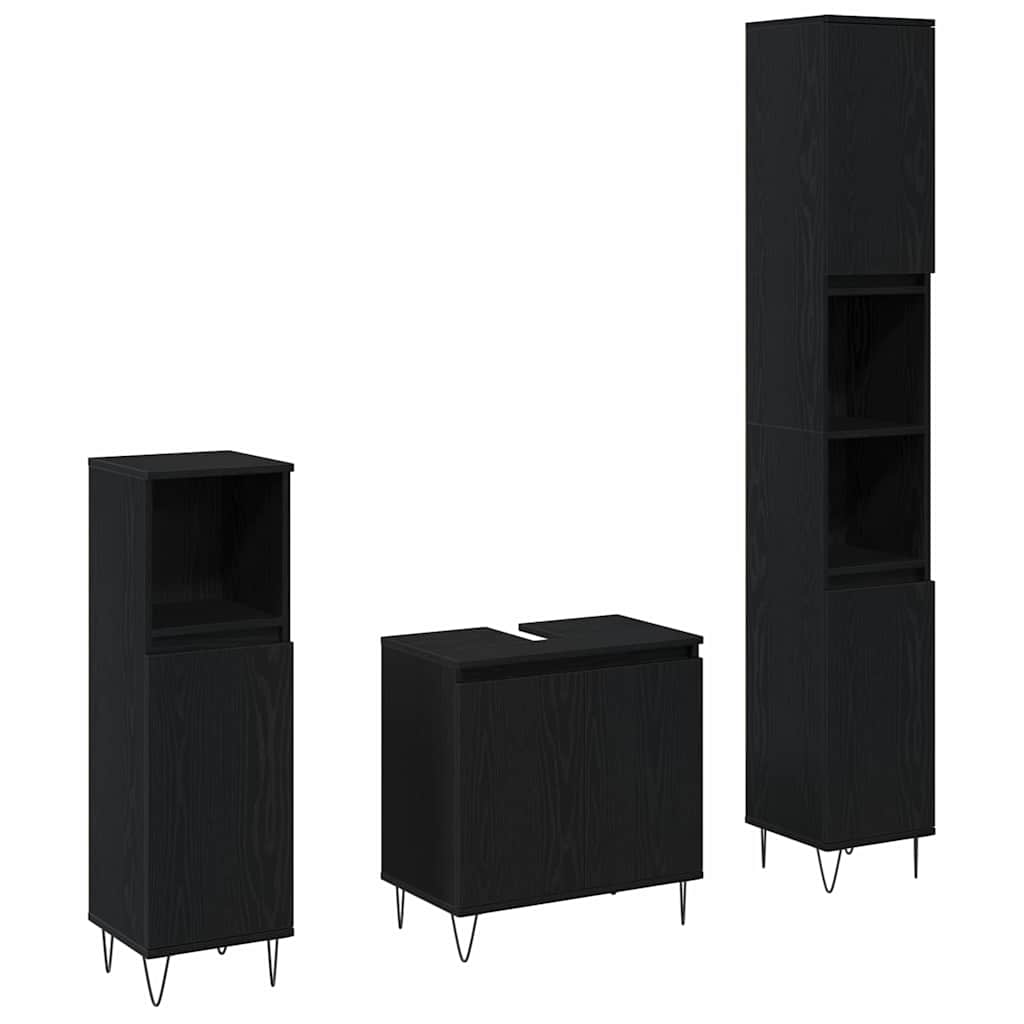Bathroom Furniture Set 3 pcs Black Oak 30 x 30 x 190 cm